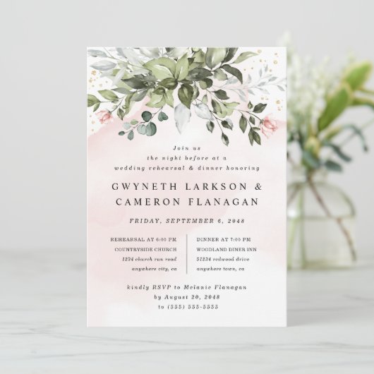 Invitation Dîner de répétition bleu bleu bleu brillant Gold G (Debout devant)