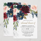 Invitation Dîner de répétition bleu bleu Bourgogne rose (Devant / Derrière)