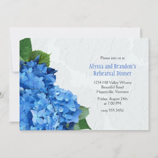 Invitation Dîner de répétition bleu clair Hydrangea Invitatio (Devant)