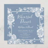 Invitation Dîner de répétition bleu Dusty (Devant / Derrière)