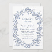 Invitation Dîner de répétition bleu Dusty Ornate de Victoria (Devant)