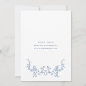 Invitation Dîner de répétition Bleu Dusty victorien élégant (Dos)