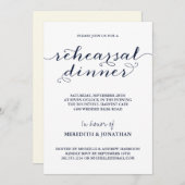 Invitation Dîner de répétition bleu élégant de la Marine (Devant / Derrière)
