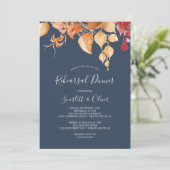 Invitation Dîner de répétition Bleu et Bourgogne (Debout devant)