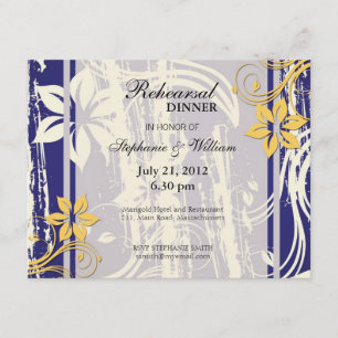 Invitation Dîner de répétition bleu et jaune