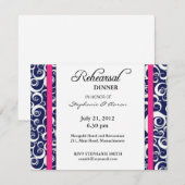 Invitation Dîner de répétition bleu et rose (Devant / Derrière)