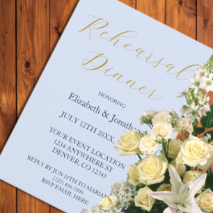 Invitation Dîner de répétition bleu opulent