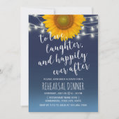 Invitation Dîner de répétition bleu Rustique Sunflower Navy (Devant)