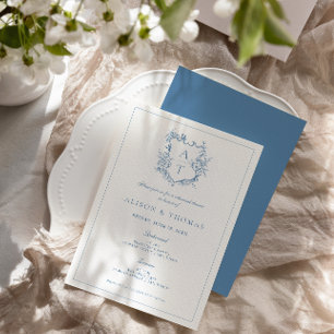 Invitation Dîner de répétition bleu vibrant Crête formelle