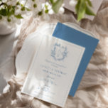 Invitation Dîner de répétition Bleu Vibrant Formel Crest<br><div class="desc">Monogramme de crête formelle et élégante vibrante bleu répétition invitation dîner.</div>