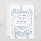 Invitation Dîner de répétition bleu victorien Dusty Code QR (Devant)