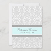 Invitation Dîner de répétition Blue Grey Damask (Devant)