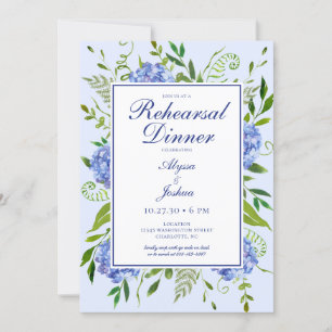 Invitation Dîner de répétition Blue Hydrangea
