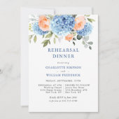 Invitation Dîner de répétition Blue Hydrangea Blush Rose Rose (Devant)