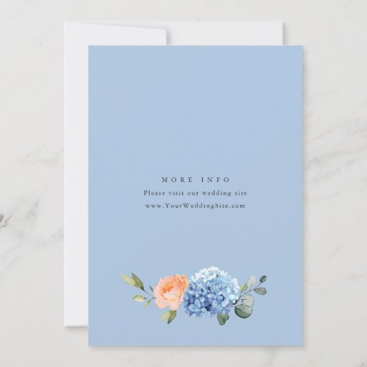 Invitation Dîner de répétition Blue Hydrangea Blush Rose Rose (Dos)