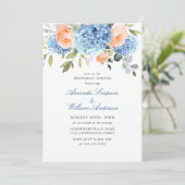 Invitation Dîner de répétition Blue Hydrangea Blush Rose Rose (Debout devant)