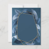 Invitation Dîner de répétition Blue Leaves Gold Frame (Dos)
