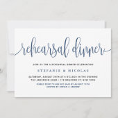 Invitation Dîner de répétition Blue Pretty Calligraphy (Devant)