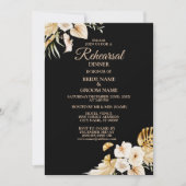 Invitation Dîner de répétition Blush Rose Floral Golden Black (Devant)