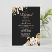 Invitation Dîner de répétition Blush Rose Floral Golden Black (Debout devant)