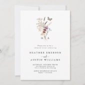 Invitation Dîner de répétition bohème floral avec monogramme (Devant)