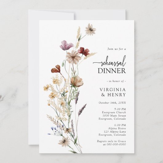 Invitation Dîner de répétition bohème rustique (Devant)