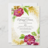 Invitation Dîner de répétition BOHO Burgundy Floral Roses d'a (Devant)