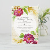 Invitation Dîner de répétition BOHO Burgundy Floral Roses d'a (Debout devant)