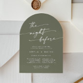 Invitation Dîner de répétition Boho Chic Olive Green Arch