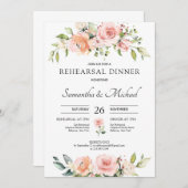 Invitation Dîner de répétition boho rose vif (Devant / Derrière)