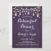 Invitation Dîner de répétition - Bois rustique violet (Devant)