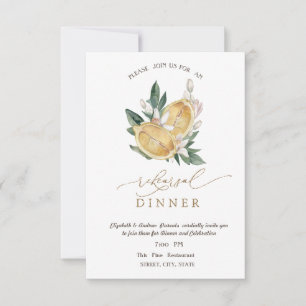 Invitation Dîner de répétition botanique aux citrons à l'aqua