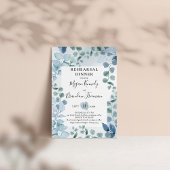 Invitation Dîner de répétition botanique bleu Dusty Eucalyptu