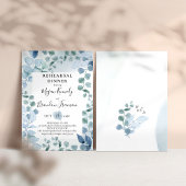 Invitation Dîner de répétition botanique bleu Dusty Eucalyptu