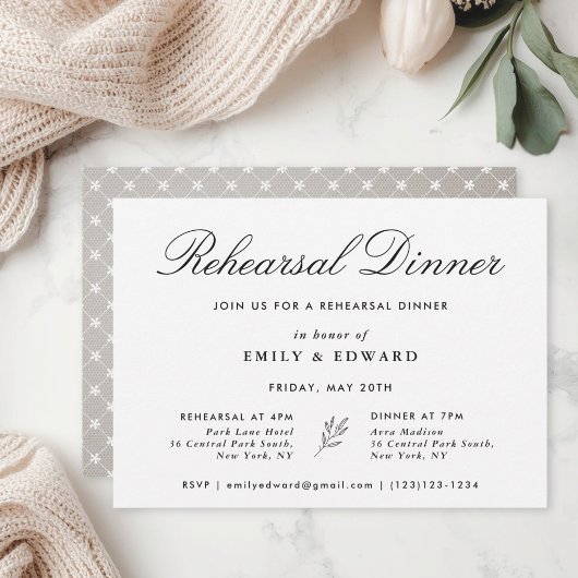 Invitation Dîner de répétition botanique élégant classique