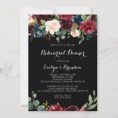 Invitation Dîner de répétition botanique noir rustique (Devant)