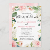 Invitation Dîner de répétition botanique rose pâle (Devant / Derrière)
