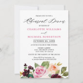 Invitation Dîner de répétition botanique rose prune violet (Devant)