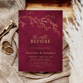 Invitation Dîner de répétition botanique rouge et or Crimson