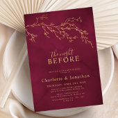 Invitation Dîner de répétition botanique rouge et or Crimson