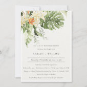 Invitation Dîner de répétition botanique tropical orange (Devant)