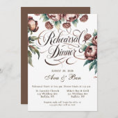 Invitation Dîner de répétition Brown Mocha Peony (Devant / Derrière)