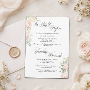 Invitation Dîner de Répétition & Brunch du Dimanche aux Roses