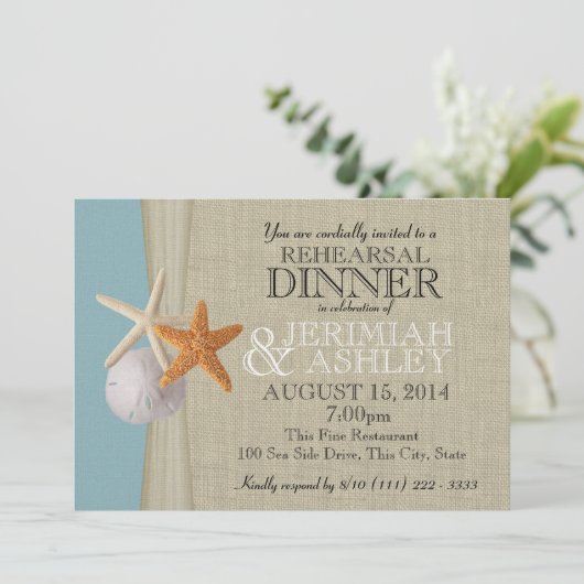 Invitation Dîner de répétition Burlap et Starfish (Debout devant)