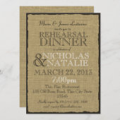 Invitation Dîner de répétition Burlap Look (Devant / Derrière)