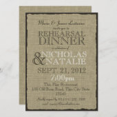 Invitation Dîner de répétition Burlap Look (Devant / Derrière)