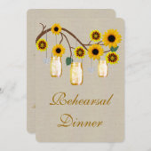 Invitation Dîner de répétition Burlap Rustic Yellow Mason Jar (Devant / Derrière)