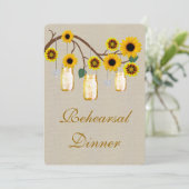 Invitation Dîner de répétition Burlap Rustic Yellow Mason Jar (Debout devant)