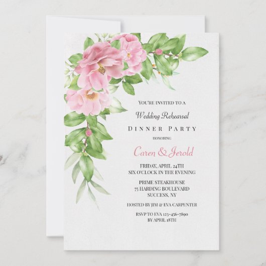 Invitation Dîner de répétition Camellia (Devant)