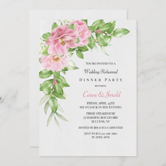 Invitation Dîner de répétition Camellia (Devant / Derrière)